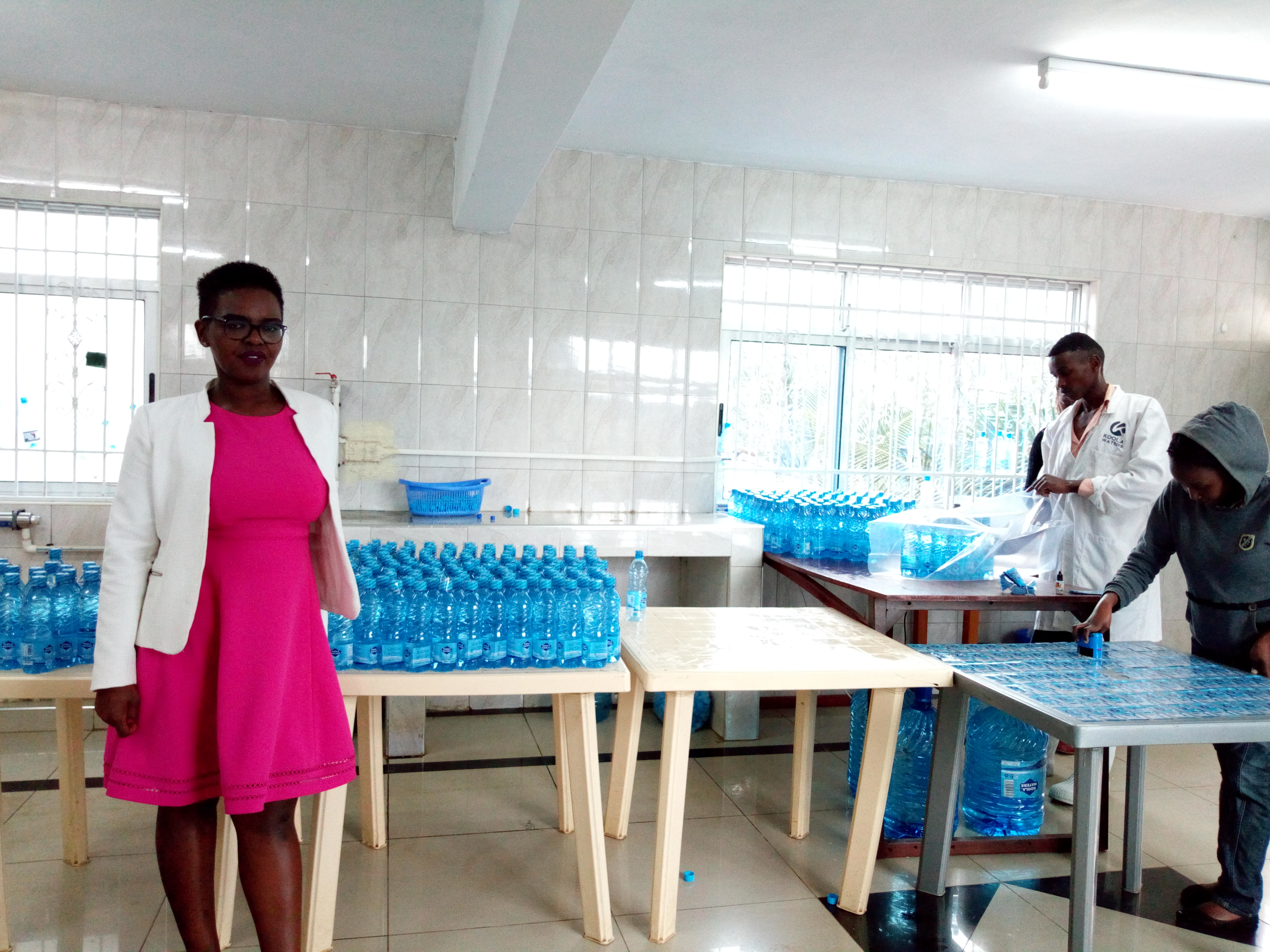 Ruth Mwanzia at her packaging plant for Koola Waters in Karen